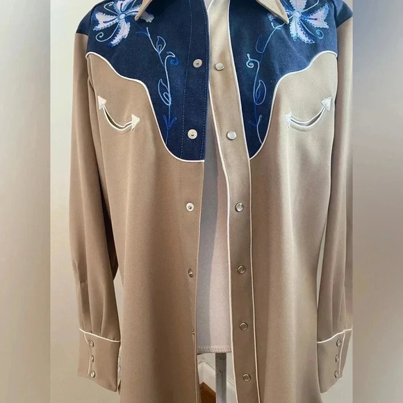 1970s H Bar C Western Gaberdine RanchWare Durango Vintage Shirt -Size 16 RARE! - Picture 3 of 4